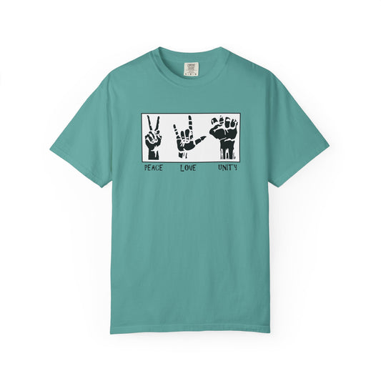 Peace Love Unity Unisex T-Shirt | Mindset Apparel | Trendy Graphic Tee | Perfect for Festivals, Casual Wear, Gifts, Summer Style